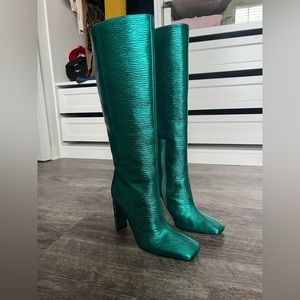 ZARA METALLIC TEAL BOOTS